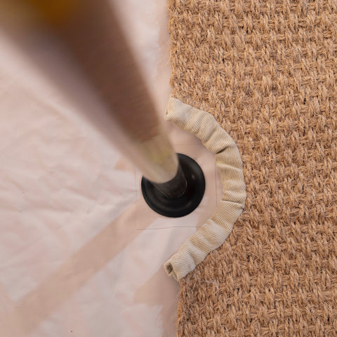 Halvmåneformade golvmatta till glampingtält